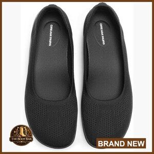 Women's Knit Ballet Flats Arch Support Wide Toe Box Slip On Shoes